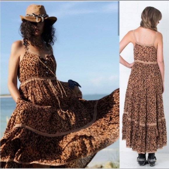 #93 NEW! Boho Saphari Leopard Maxi dress - Picture 5 of 9